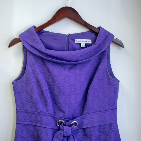 Madison Leigh Purple Belted Cowl Neck Formal Dress Size 6 - Picture 7 of 8